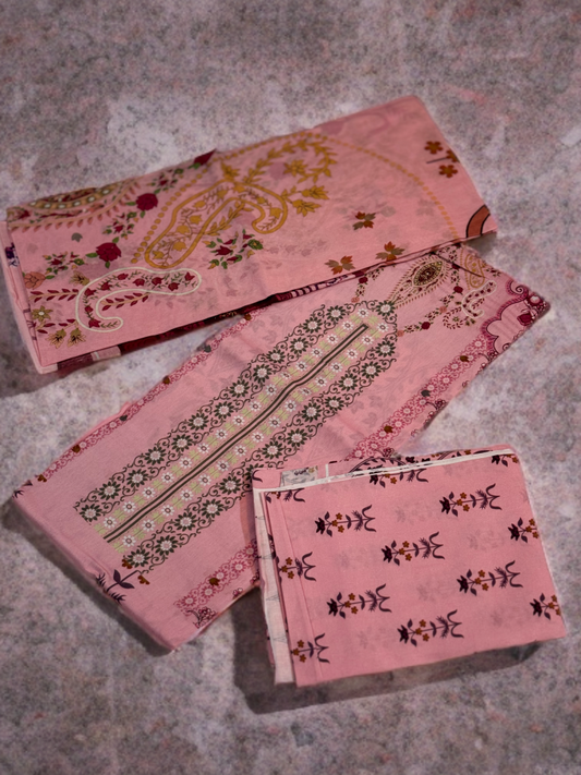 High Quality Unstiched Salwar Kameez/Product Name- Pink Flamingo