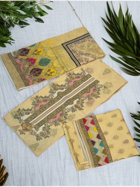 High Quality Unstiched Salwar Kameez/Product Name- Marigold