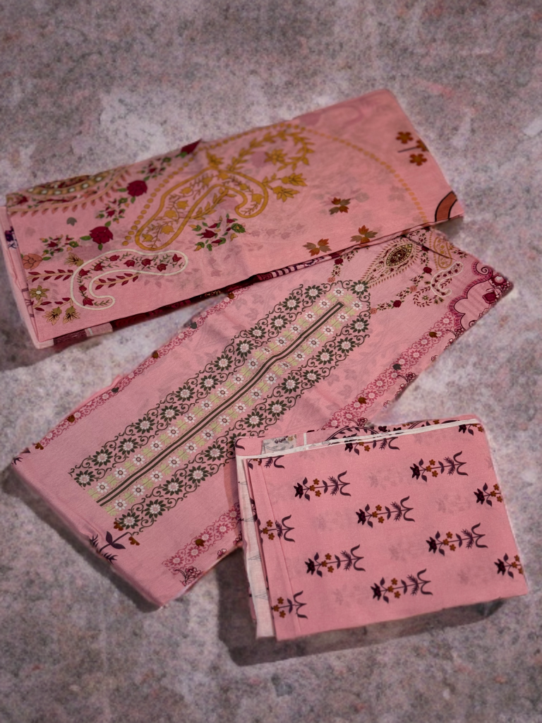 High Quality Unstiched Salwar Kameez/Product Name- Pink Flamingo