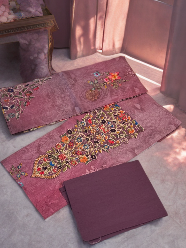 High Quality Unstiched Salwar Kameez/Product Name- Pink Rose