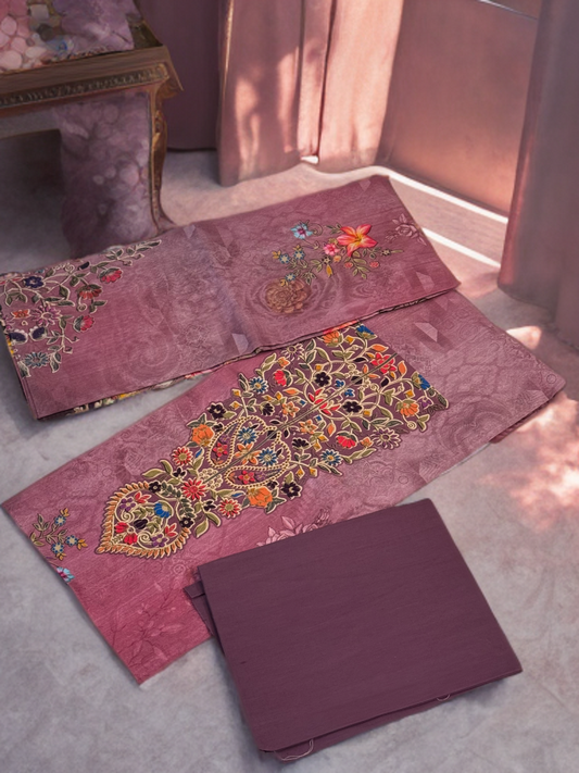 High Quality Unstiched Salwar Kameez/Product Name- Pink Rose