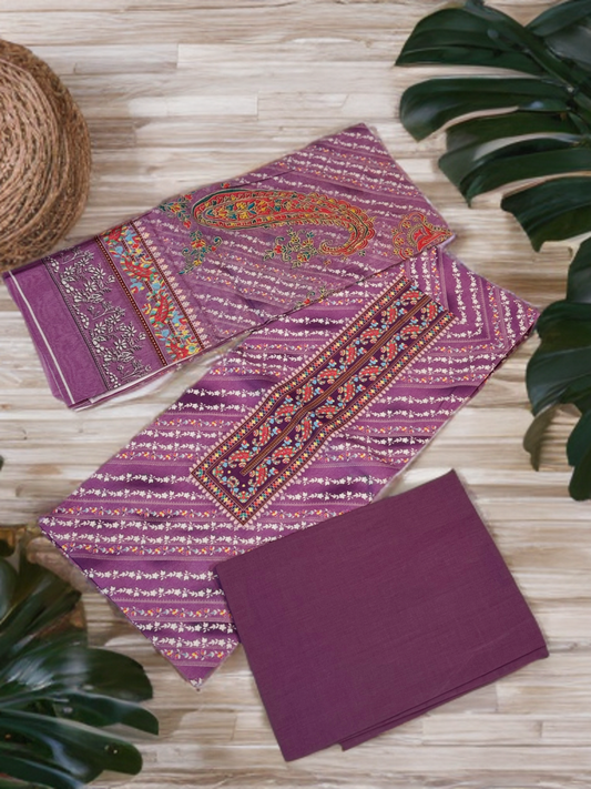 High Quality Unstiched Salwar Kameez/Product Name- Lavender
