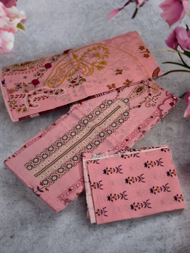 High Quality Unstiched Salwar Kameez/Product Name- Pink Flamingo