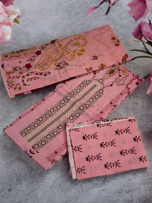 High Quality Unstiched Salwar Kameez/Product Name- Pink Flamingo